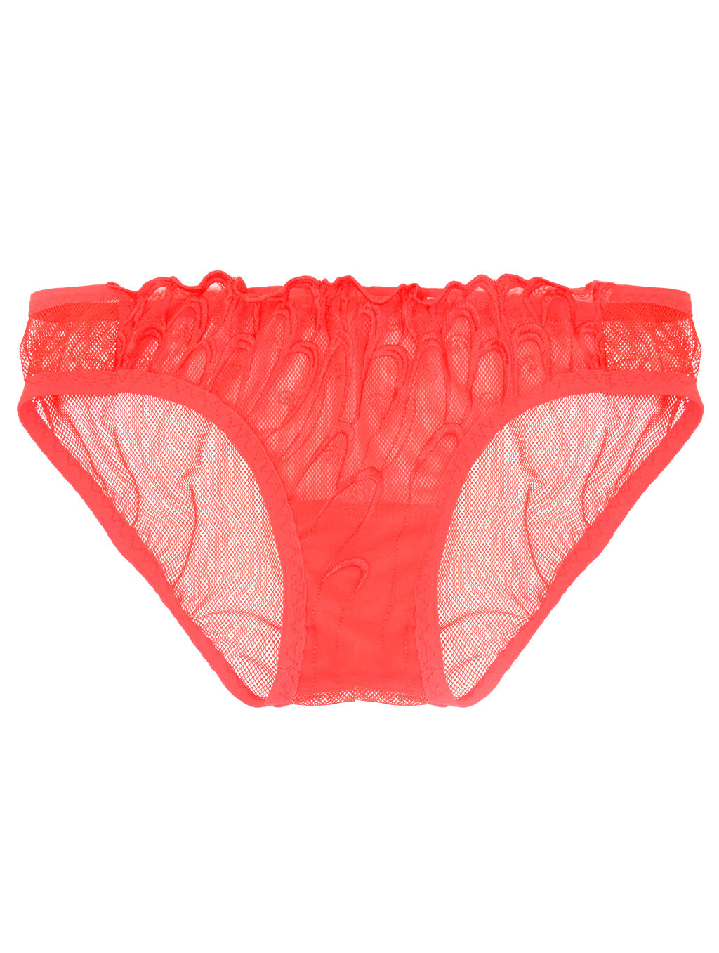 LEAH red lace and sheer mesh panties