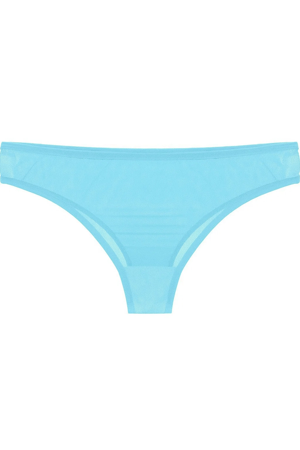 Sheer sky blue mesh tanga panties