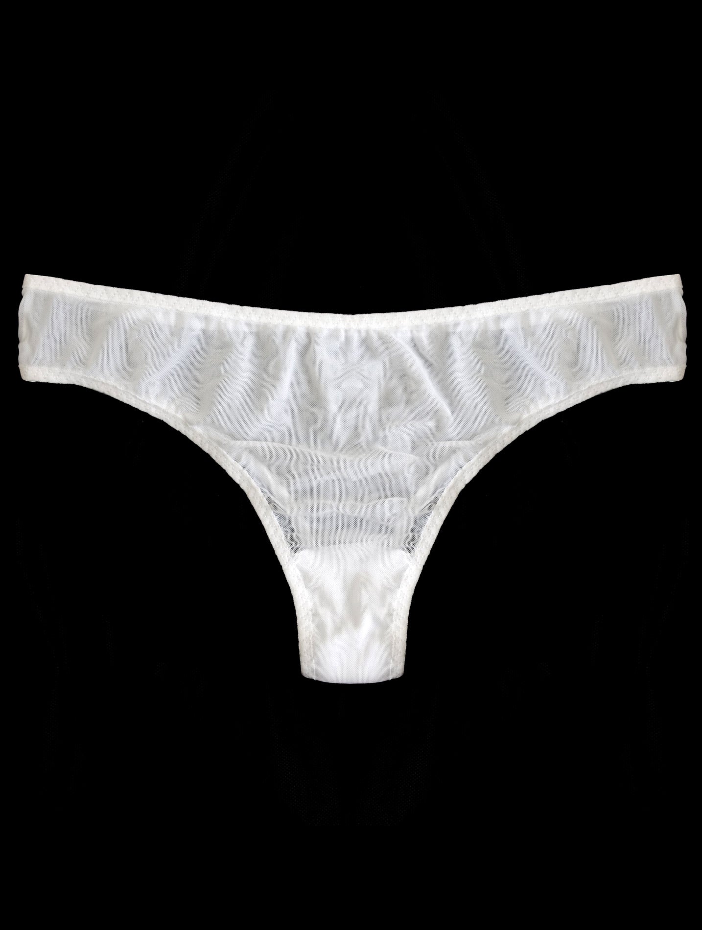 Sheer white mesh tanga panties