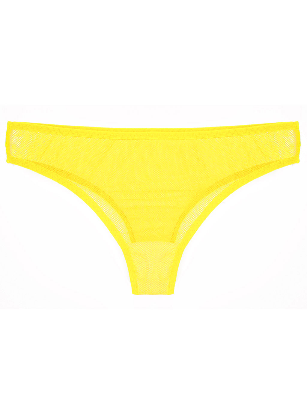 Sheer yellow mesh tanga panties
