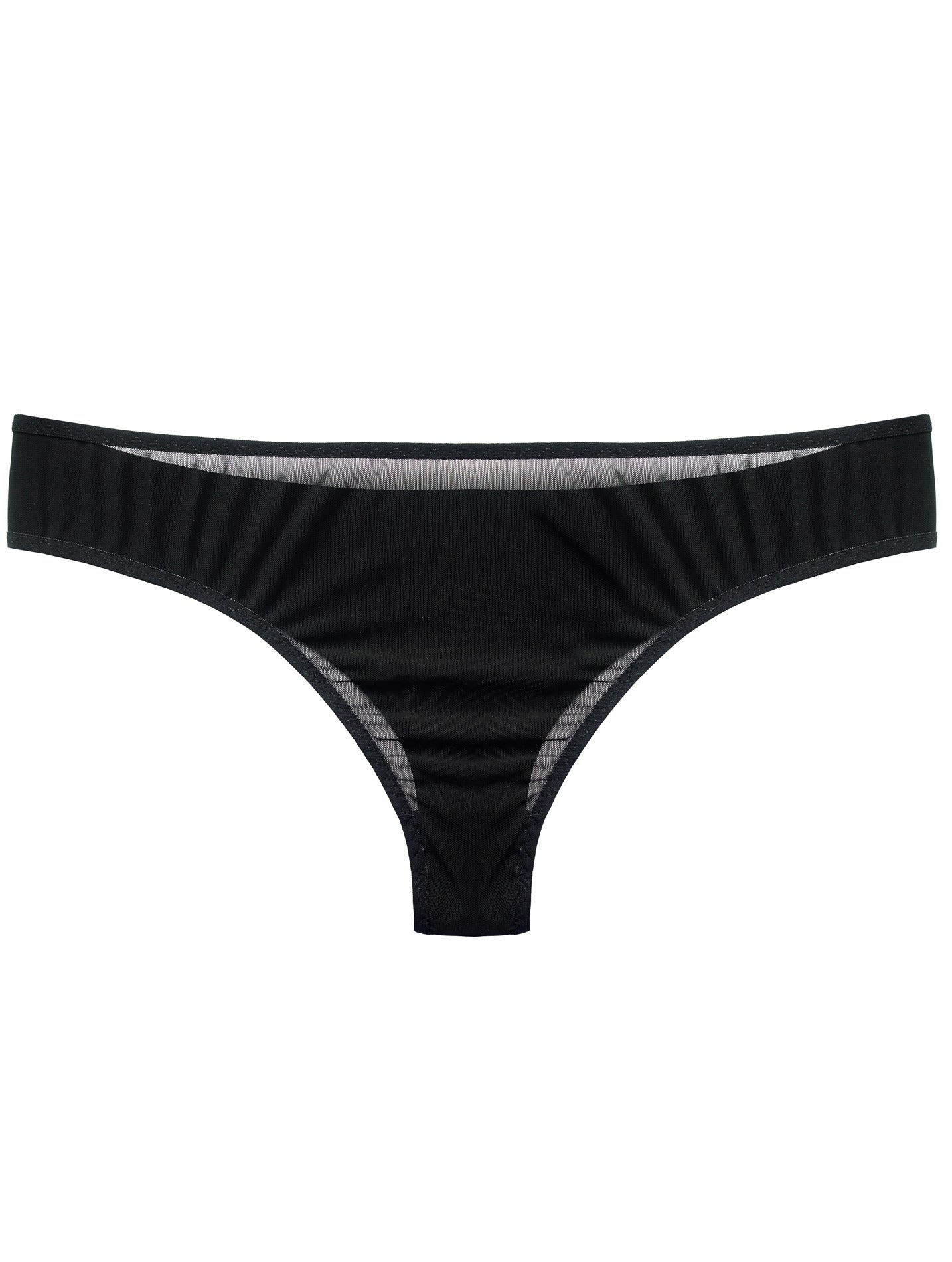 Sheer black mesh tanga panties