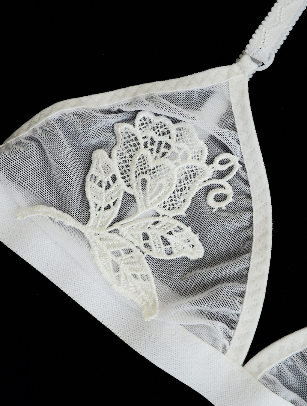 Flower applique sheer bralette