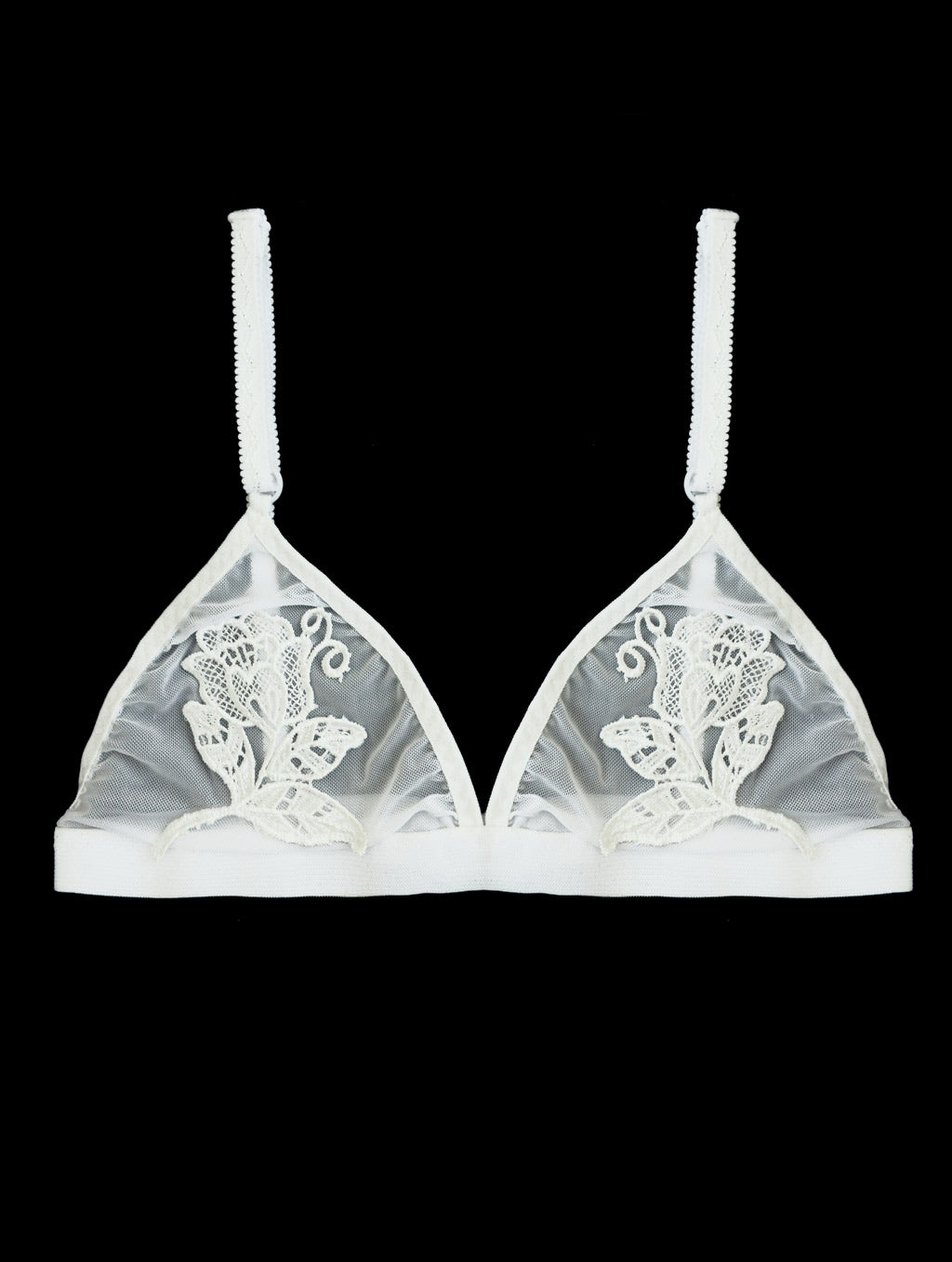 Flower applique sheer bralette