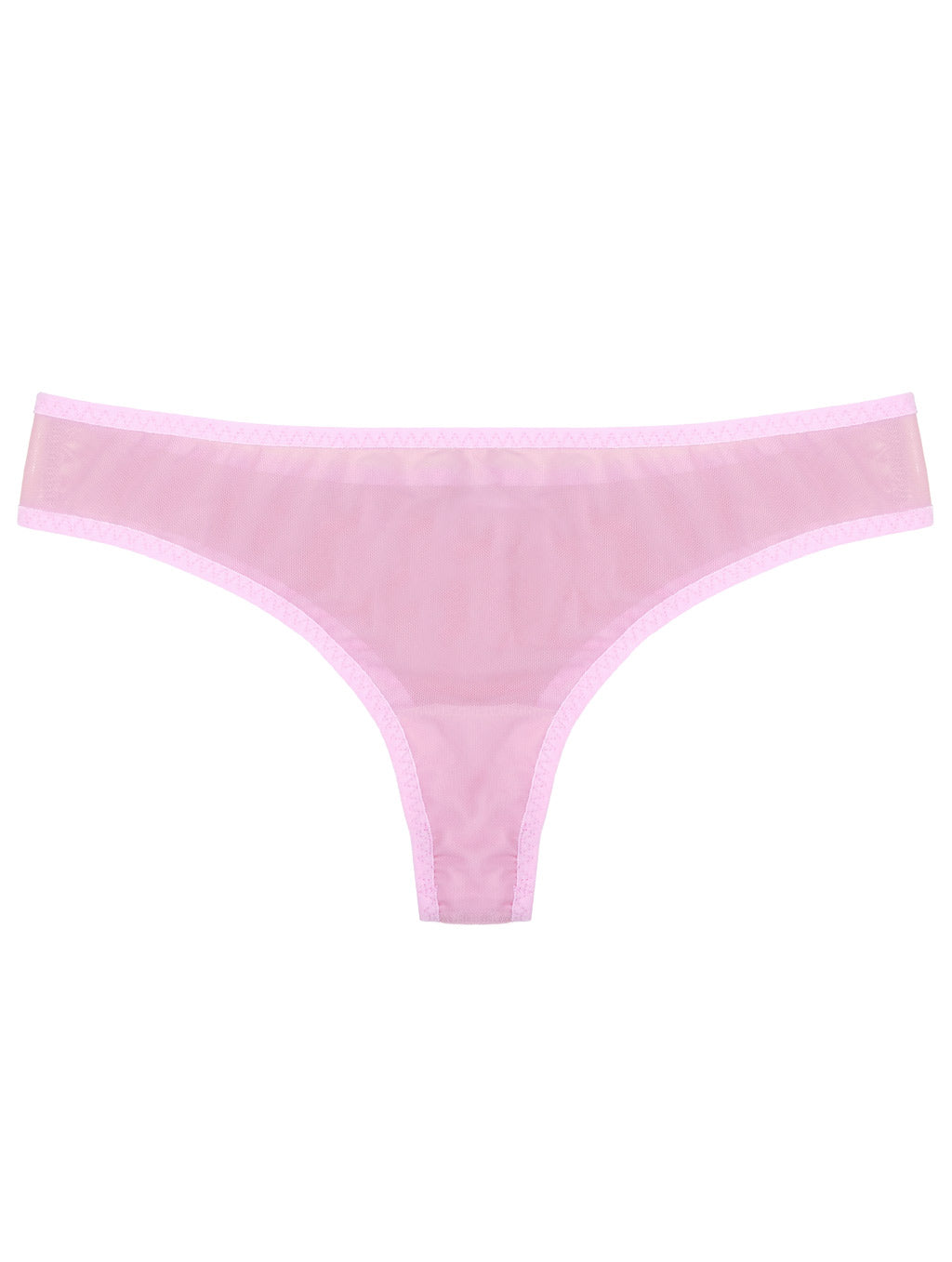 Sheer pink mesh tanga panties