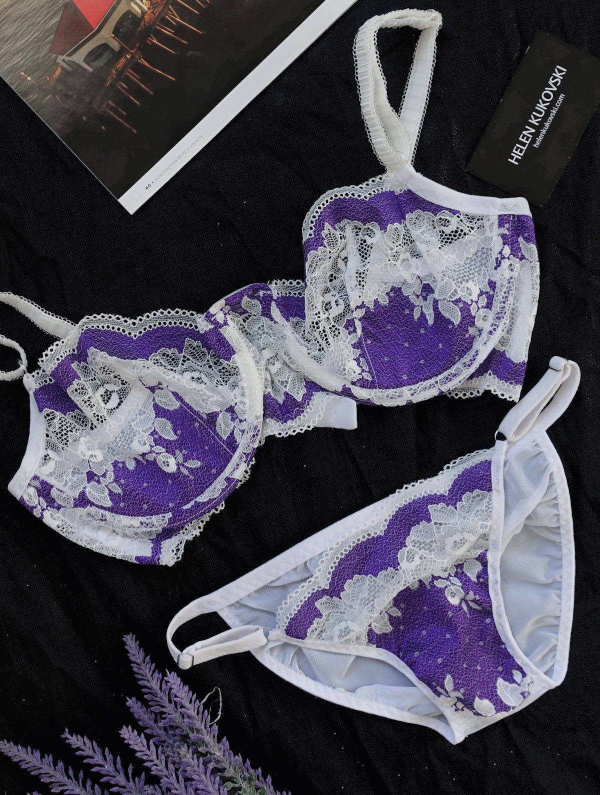 YOLANDA white and purple bra