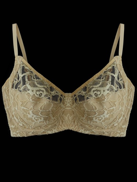 Gold lace underwired bra