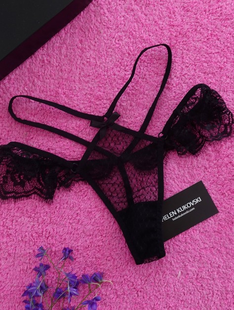 Victoria's Secret 34B BRA SET S panty BLACK hot pink floral applique  embroidered
