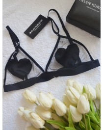 Sheer black bralette with hearts