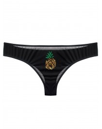 Pineapple black mesh tanga panties