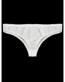 Sheer mesh thongs with applique