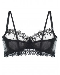 Sheer embroidered lace underwire bra
