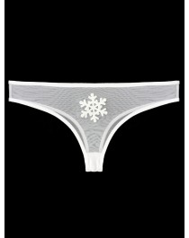 Sheer mesh tanga panties with big snowflake