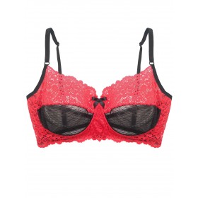 Red lace underwired sheer bra