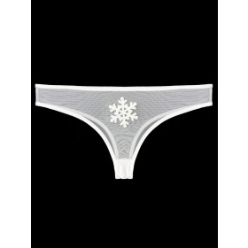 Sheer mesh tanga panties with big snowflake
