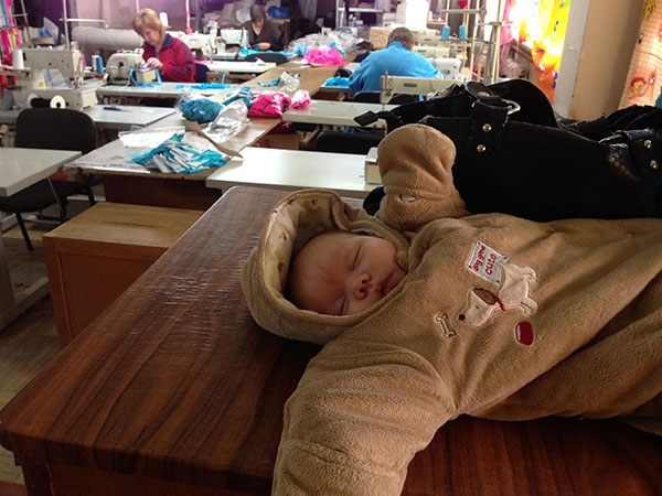 My child in a sewing factory